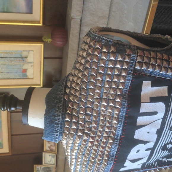 Punk Battle Vest NYHC Studded Handmade Gap Women Medium - Picture 5 of 9